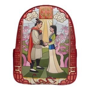 Loungefly Disney Mulan Stained Glass Mini Backpack Double Strap Bag Exclusive